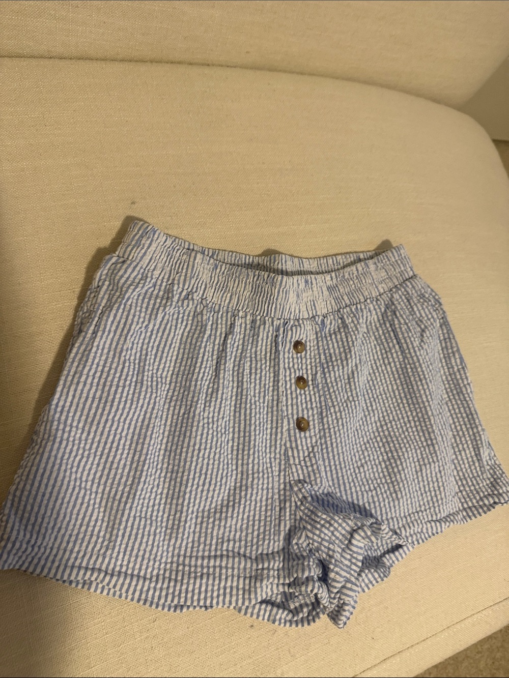 Urban Outfitters Blue & White Striped High-Waist Shorts